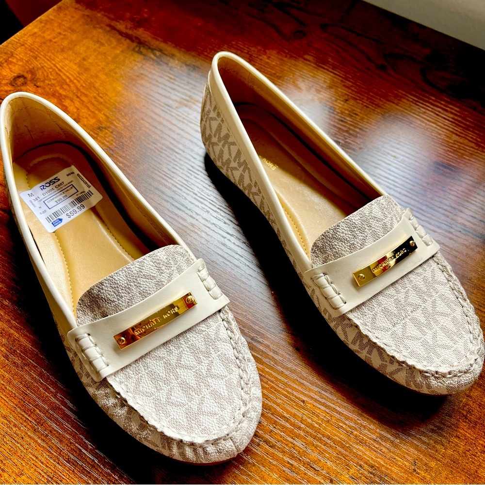Michael Kors Everest White and Gold Loafer